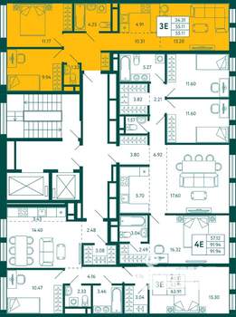 2-к квартира, строящийся дом, 55м2, 5/16 этаж
